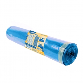 Pytle na odpadky 70 x 100cm, 120 L - MODRÉ ZATAHOVACÍ  (LDPE) Typ 60
