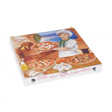 Krabice na pizzu z vlnité lepenky   (PAP) 32,5 x 32,5 x 3 cm
