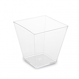 Fingerfood kelímek hranatý, čirý 100 ml (PS)  5,9 x 5,9 x 5,4 cm