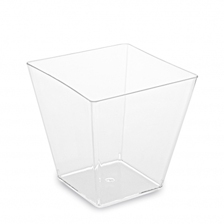 Fingerfood kelímek hranatý, čirý 230 ml (PS)  7,2 x 7,2 x 7,2 cm