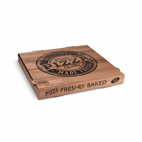 Krabice na pizzu z vlnité lepenky  (PAP) 32 x 32 x 4 cm - KRAFT